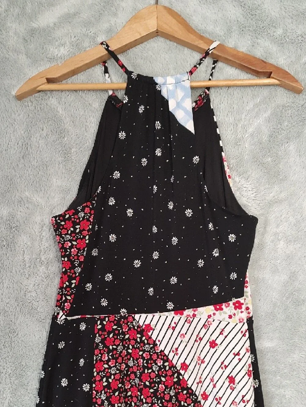 Candie's Black & Red Patchwork Halter Maxi Dress - Picture 9 of 15